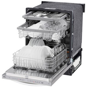 LG 24 in. Top Control Smart Dishwasher with 46 dBa Sound Level & 3rd-Rack - PrintProof Stainless Steel, PrintProof Stainless Steel, hires