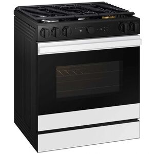 Samsung Bespoke 30 in. 6 cu. ft. Smart Air Fry True European Convection Slide-In Gas Range with 5 Sealed Burners & Griddle - White Glass, White Glass, hires