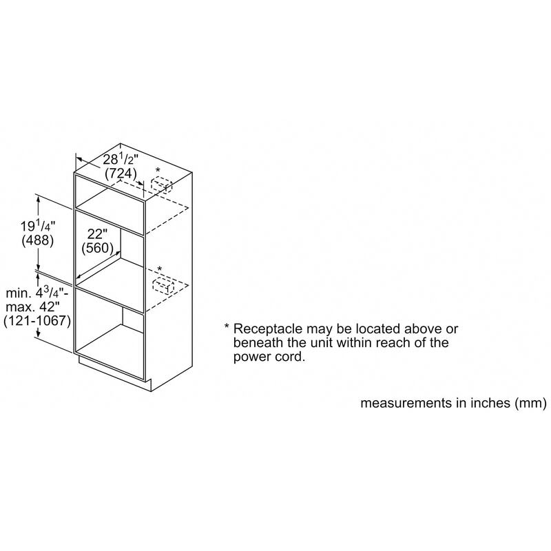Bosch 800 Series 30 in. 1.6 cu. ft. 1000W Built-In Microwave with Convection & Sensor Cooking - Stainless Steel, , hires