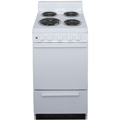 Premier 21" Freestanding Electric Range with 4 Coil Burners, 2.4 Cu. Ft. Single Oven & Storage Drawer - White | EAK1000