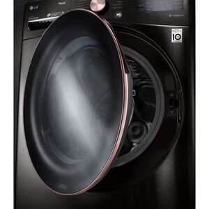 LG 27 in. 4.5 cu. ft. Smart Stackable Front Load Washer with Sanitize & Steam Wash Cycle - Black Steel, Black Steel, hires