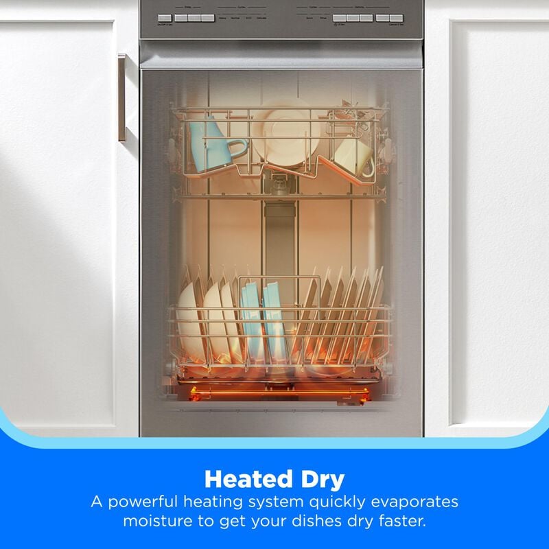 Midea 18 in. Front Control Dishwasher with 52 dBA Sound Level & Pocket Handle - Stainless Steel, , hires