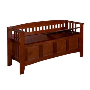 Ivey 50" Split Seat Storage Bench - Walnut, , hires