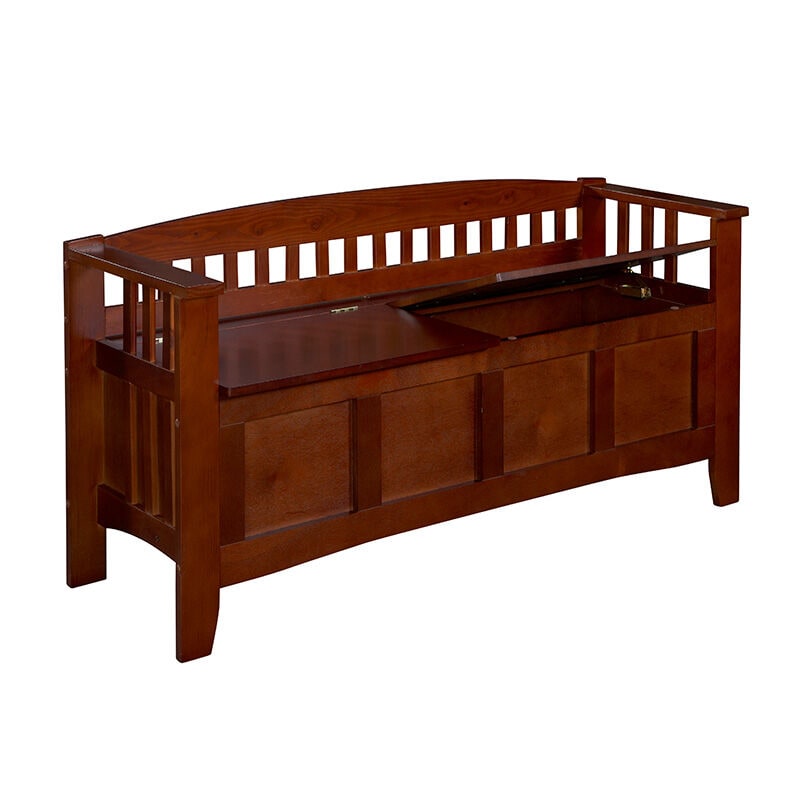 Ivey 50" Split Seat Storage Bench - Walnut, , hires