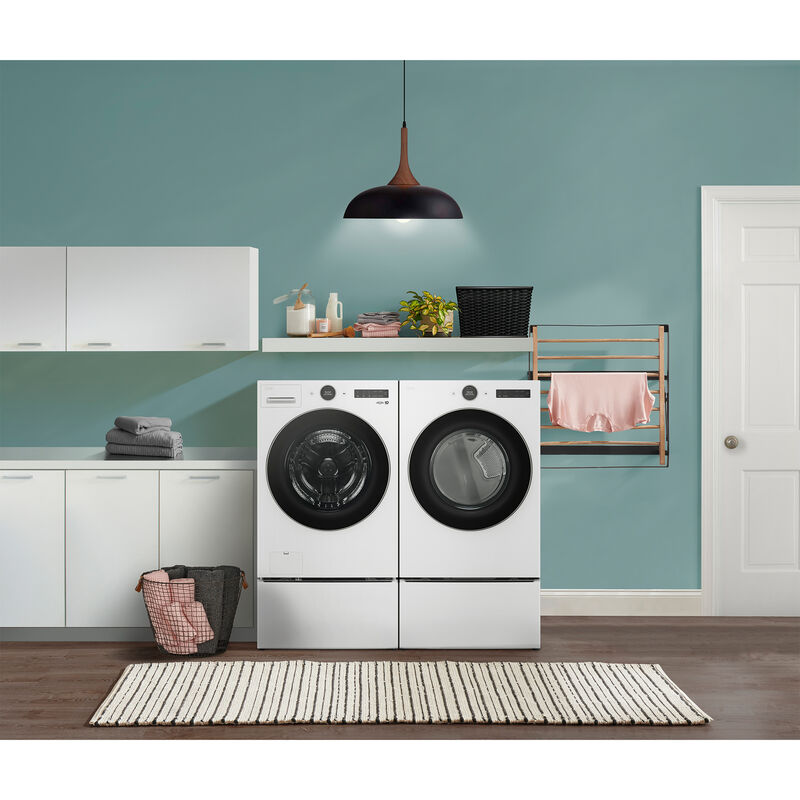LG 27 in. 7.4 cu. ft. Smart Stackable Electric Dryer with AI Sensor Dry, Turbo Steam, Sanitize & Steam Cycle - White, White, hires