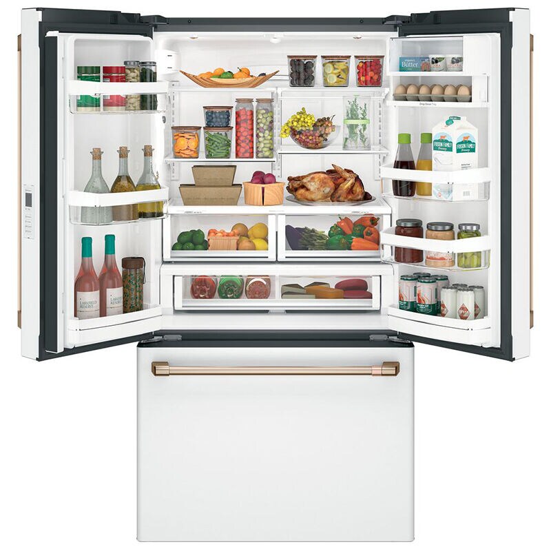 Cafe 36 in. 23.1 cu. ft. Smart Counter Depth French Door Refrigerator with Internal Water Dispenser - Matte White, Matte White, hires