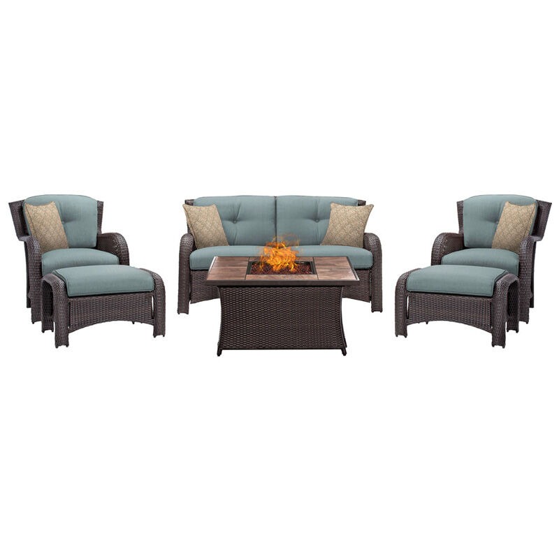 Propane Fire Pit Patio Seating Set, Fire Pit Seating Cushions
