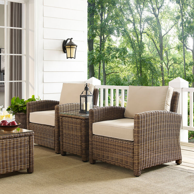 Crosley Bradenton 3-Piece Outdoor Chair and Side Table Set - Sand, , hires