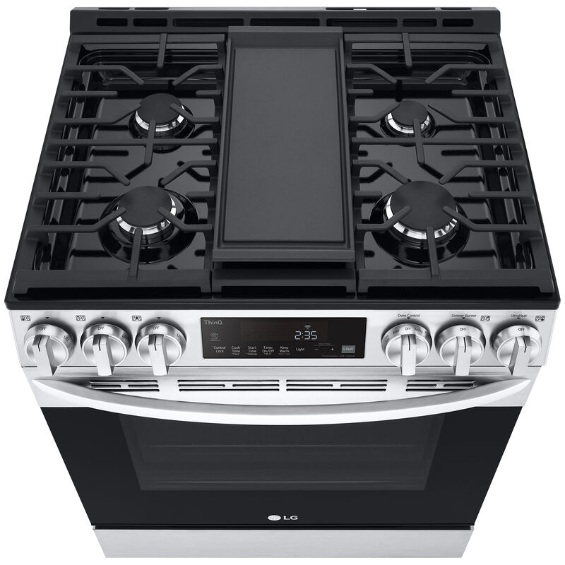 LG 30 in. 5.8 cu. ft. Smart Air Fry Convection Oven Slide-In Gas Range with  5 Sealed Burners & Griddle - PrintProof Stainless Steel