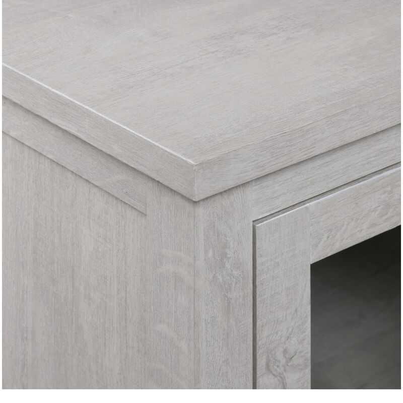 Lilola Ellington 70"W Light Gray Finish Fireplace TV Stand Console with Heater, LED Light, Cabinets, Shelves, , hires