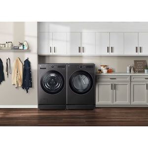 LG 27 in. 5.0 cu. ft. Front Loading Smart Washer with 25 Wash Programs, 19 Wash Options, Sanitize Cycle, Steam Wash & Self Clean - Black Steel, , hires