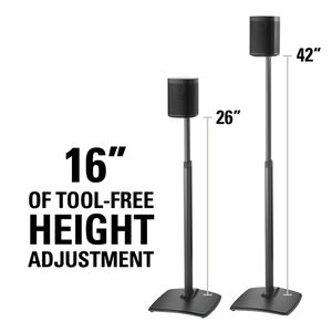 Sanus BLACK Adj. Height Wireless Speaker Stands designed for SONOS ONE, Play1, and Play3, , hires