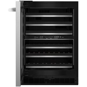 JennAir Rise 24 in. Undercounter Wine Cooler with Wood Racks, Dual Temperature Zones & 45 Bottle Capacity - Stainless Steel, , hires