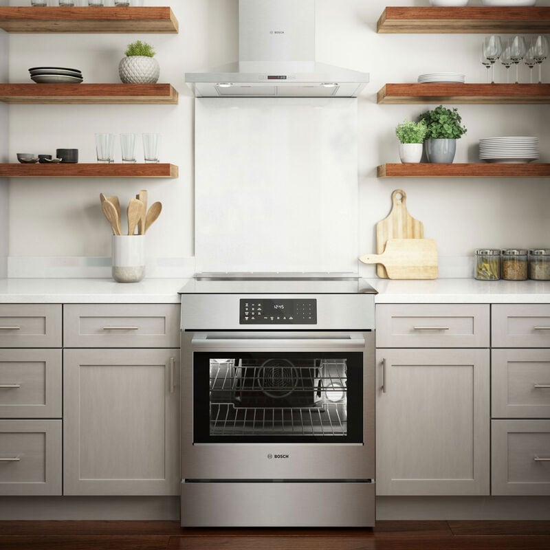 Bosch Benchmark Series 30 in. 4.6 cu. ft. True European Convection Slide-In Electric Range with 4 Induction Burners - Stainless Steel, , hires