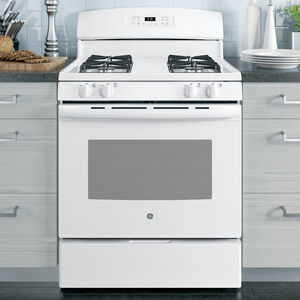 GE 30 in. 5.0 cu. ft. Oven Freestanding Gas Range with 4 Sealed Burners - White, White, hires