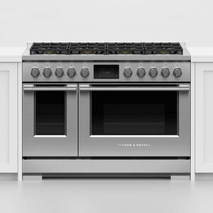Fisher & Paykel Pro Series 9 48 in. 6.9 cu. ft. Smart Air Fry Convection Double Oven Freestanding LP Gas Dual Fuel Range with 8 Sealed Burners - Stainless Steel, , hires