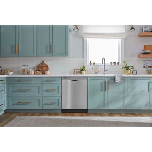 Whirlpool 24 in. Front Control Dishwasher with 57 dBa Sound Level & Pocket - Stainless Steel, Stainless Steel, hires