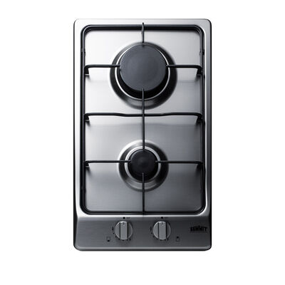 Summit 12 in. 2-Burner Natural Gas Cooktop with Power Burner - Stainless Steel | GC22SS