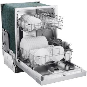 Midea 24 in. Front Control Flush-Mount Dishwasher with 52 dBA Sound level, Auto Open Door & Pocket Handle - Stainless Steel, , hires