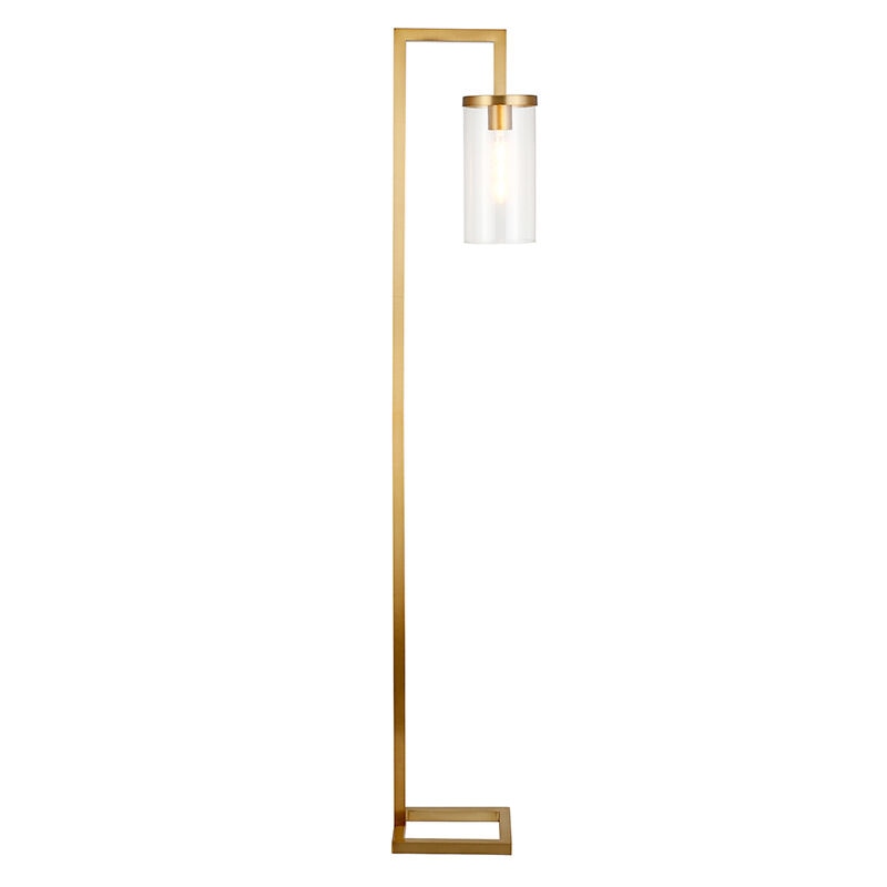 Hudson & Canal Malva Brass Floor Lamp with Clear Glass Shade, , hires