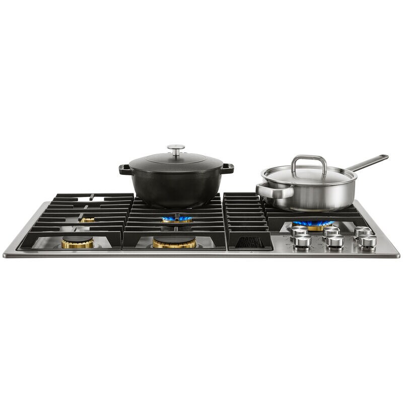 JennAir Euro-Style 36 in. 5-Burner Natural Gas Cooktop with Downdraft, Simmer Burner & Power Burner - Stainless Steel, , hires