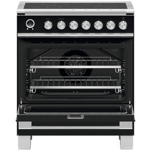 Fisher & Paykel Series 9 Classic 30 in. 3.5 cu. ft. True European Convection Electric Range with 4 Induction Burners - Black, , hires
