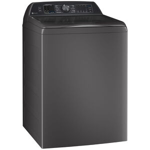 GE Profile 28 in. 5.3 cu. ft. Smart Top Load Washer with Agitator, Smarter Wash Technology, FlexDispense & Sanitize with Oxi - Diamond Gray, Diamond Gray, hires