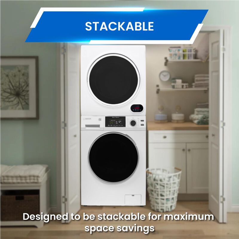 Equator 24 in. 1.6 cu. ft. Electric Front Load Laundry Center with Pet Cycle, Sanitize Cycle & Sensor Dry - White, White, hires