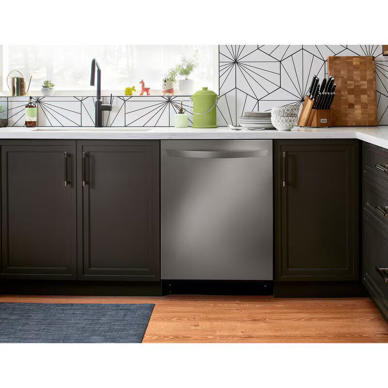 Dark stainless dishwasher on sale