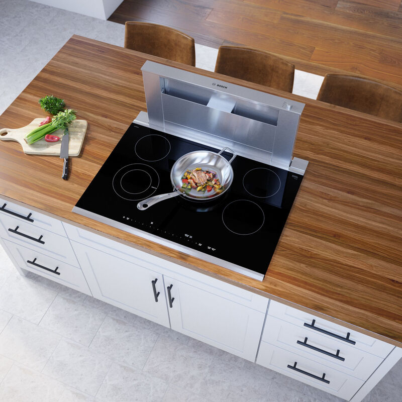 Bosch Benchmark Series 30 in. 5-Burner Electric Cooktop with Simmer Burner & Power Burner - Black with Stainless Steel, , hires