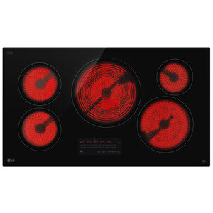 LG 36 in. 5-Burner Smart Electric Cooktop with Simmer Burner & Power Burner - Black, , hires