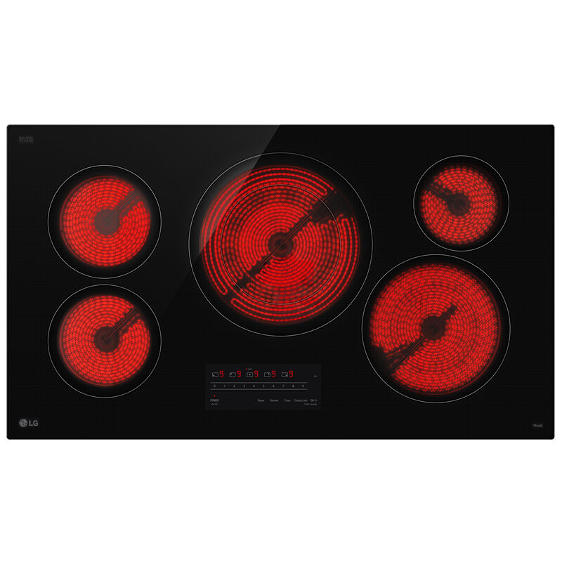 LG 36 in. 5-Burner Smart Electric Cooktop with Simmer Burner & Power Burner - Black, , hires