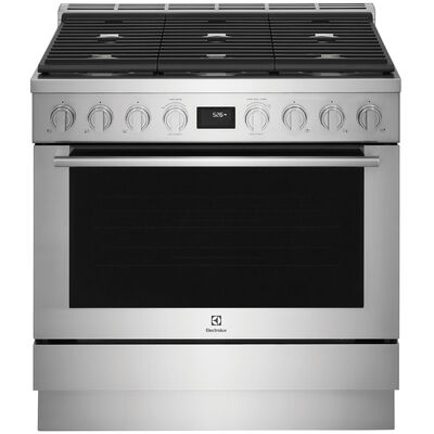 Electrolux 36 in. 4.4 cu. ft. Convection Oven Freestanding Dual Fuel Range with 6 Sealed Burners - Stainless Steel | ECFD3668AS