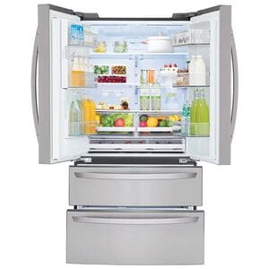LG 36 in. 27.8 cu. ft. Smart 4-Door French Door Refrigerator with Ice & Water Dispenser - Stainless Steel, Stainless Steel, hires