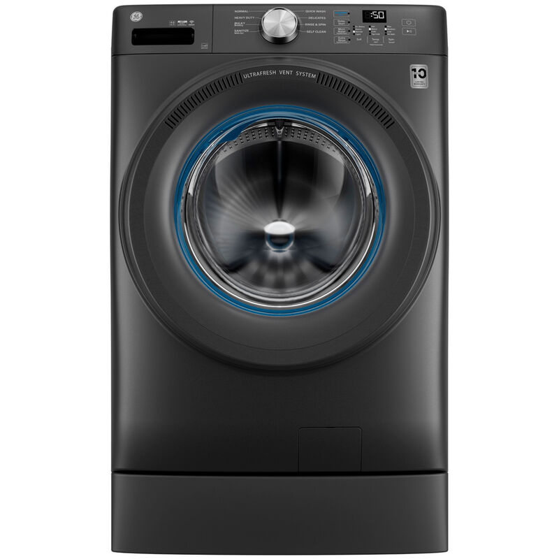 GE 28 in. 4.6 cu. ft. Smart Stackable Front Load Washer with Sanitize with Oxi - Carbon Graphite, , hires