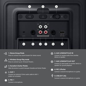 Samsung Sound Tower Portable Party Speaker with Built-in Battery & Wheels - Black, , hires
