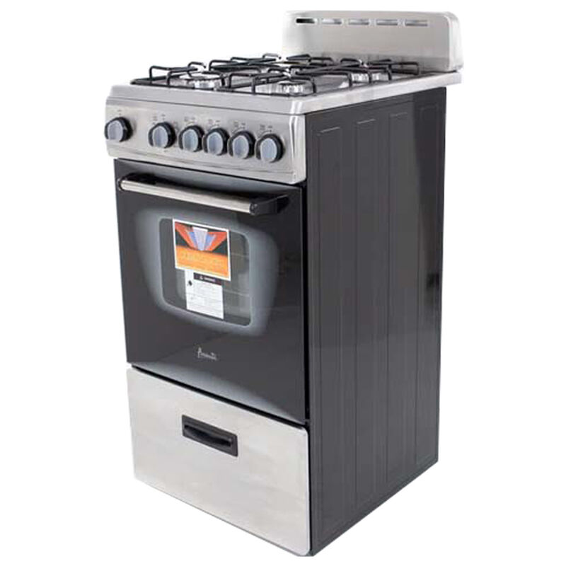 Avanti 20 in. 2.1 cu. ft. Oven Freestanding Gas Range with 4 Sealed Burners  - Stainless Steel