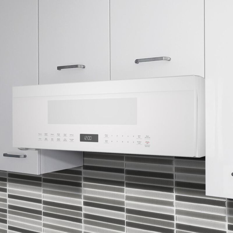 GE 30 in. 1.2 cu. ft. 1000W Low Profile Over-the-Range Microwave with 400 CFM & Sensor Cooking - White, , hires
