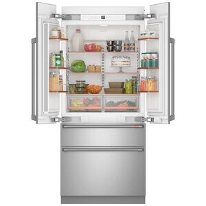GE Cafe 36in. 20.1 cu. ft. Integrated 4-Door French-Door Refrigerator- Stainless Steel, , hires