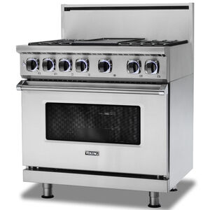Viking 7 Series 30" Freestanding Dual Fuel Range with 4 Sealed Burners, Griddle & 5.6 Cu. Ft. Single Oven - Stainless Steel, , hires