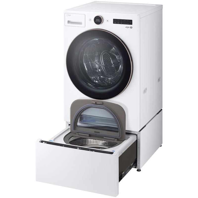 LG 27 in. 5.0 cu. ft. Smart Stackable Front Load Washer with AI DD Built-In Intelligence, TurboWash 360 Technology, Allergiene, Sanitize & Steam Wash Cycle - White, White, hires