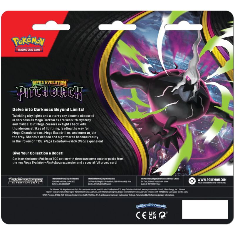 Pokemon Trading Card Game: Mega Evolution - Pitch Black 3-Pack Booster Blister Pack, , hires