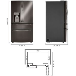 LG 36 in. 29.5 cu. ft. Smart 4-Door French Door Refrigerator with External Ice & Water Dispenser- Black Stainless Steel, Black Stainless, hires