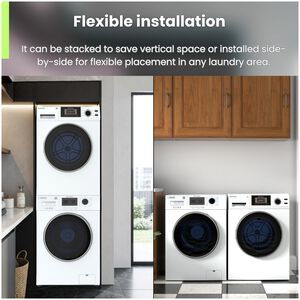 Equator Compact 24 in. 1.57 cu. ft. Electric Front Load Laundry Center with Sensor Dry, Pet & Sanitize Cycle - White, , hires