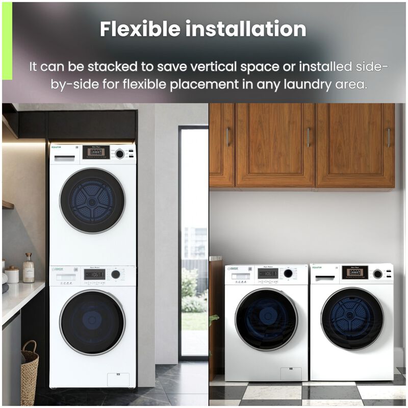 Equator Compact 24 in. 1.57 cu. ft. Electric Front Load Laundry Center with Sensor Dry, Pet & Sanitize Cycle - White, , hires
