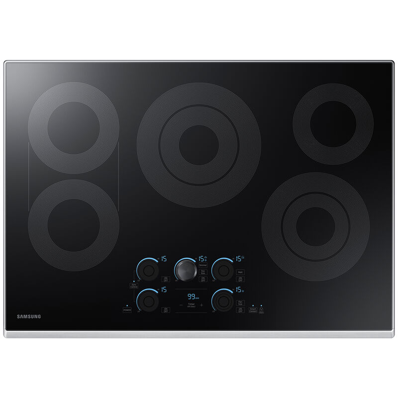 Samsung 30 in. 5-Burner Smart Electric Cooktop with Simmer Burner & Power Burner - Stainless Steel, , hires