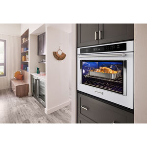 KitchenAid 30 in. 5.0 cu. ft. Electric Smart Wall Oven with True European Convection & Self Clean - White, White, hires