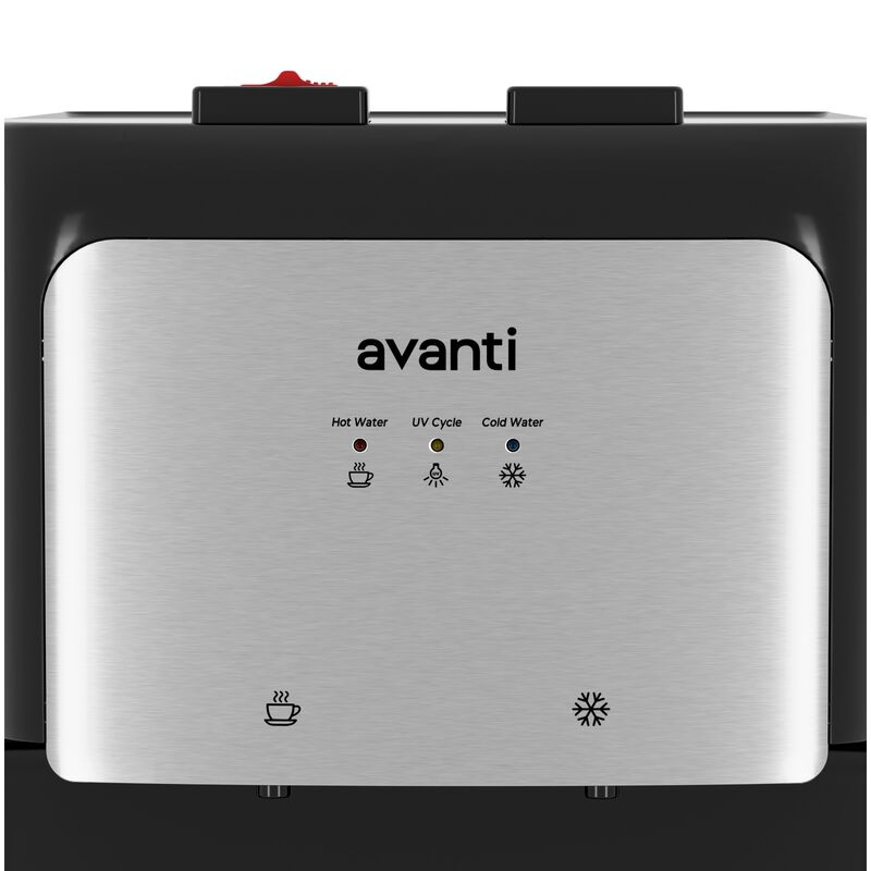 Avanti 12 in. Freestanding Hot & Cold Water Dispenser with Child Safety Guard - Stainless Steel with Black Cabinet, , hires