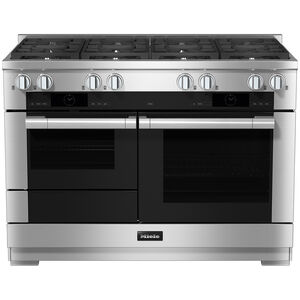 Miele 48 in. 5.0 cu. ft. Convection Double Oven Freestanding Dual Fuel Smart Range with 8 Sealed Burners - Clean Touch Steel, , hires