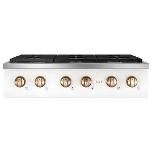 Cafe 36 in. 6-Burner Natural Gas Rangetop with Simmer Burner & Power Burner - Matte White, Matte White, hires